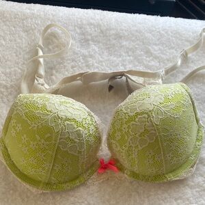 Victoria's Secret Lace Bra in Lime and Coral